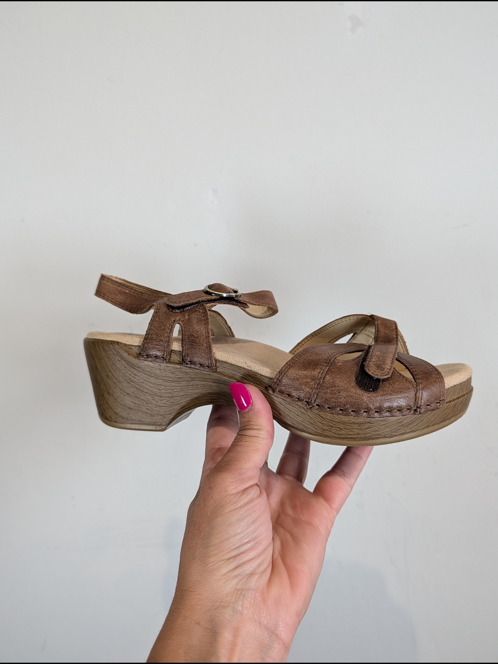 Dansko Brown Leather Slingback Heeled Sandals, Size 38